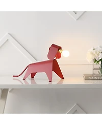 Jonathan Y Rover 10" Modern Industrial Iron Canine Led Kids' Lamp, Red