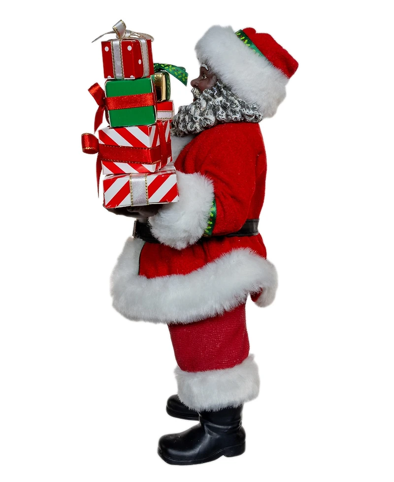 Kurt Adler 10.5-Inch Fabriche African American Santa with Gifts