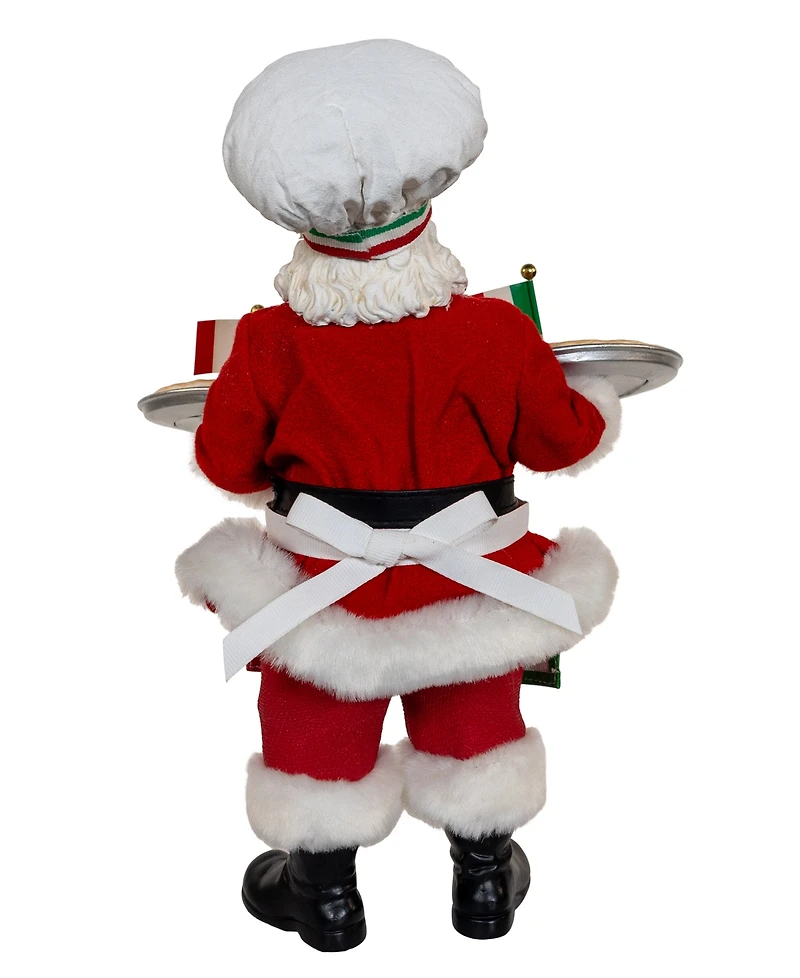 Kurt Adler 11-Inch Fabriche Chef Santa Holding Two Trays of Pizza