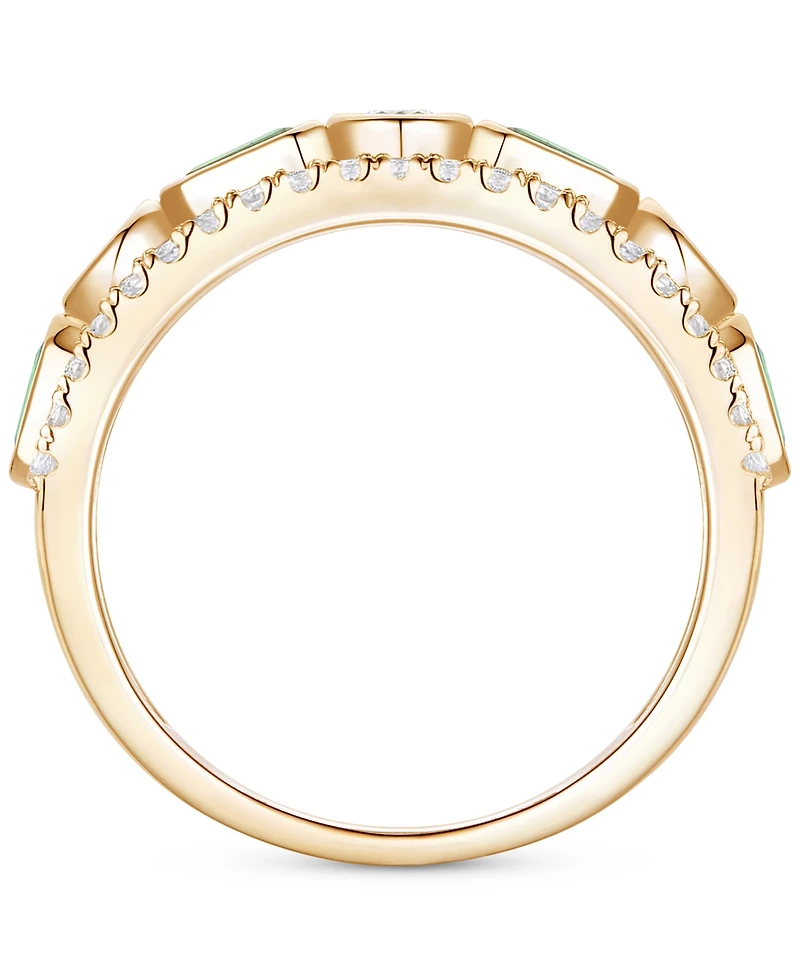 Emerald (3/4 ct. t.w.) & Diamond Band 14k Gold (Also Ruby Sapphire)