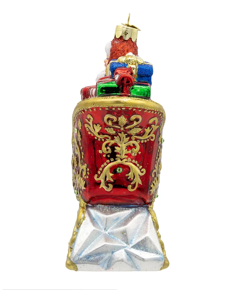 Kurt Adler 6.25-Inch Bellissimo Glass Santa in Sleigh Ornament