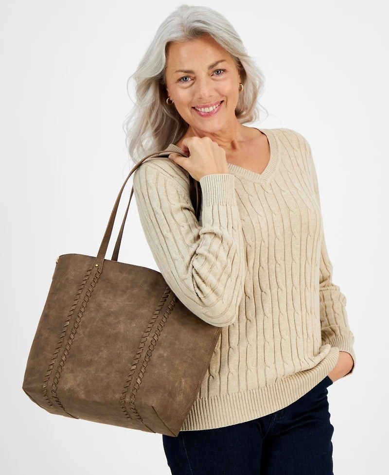 Style & Co Whip-Stitch Medium Tote Bag, Exclusively at Macy's