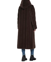 Jones New York Women's Hooded Faux-Fur Maxi Coat