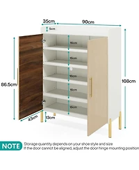 Tribesigns Large Shoe Cabinet with Doors, 6-Tier Entryway Storage Shelves, 30 Pairs Modern Shoes Rack Organizer for Hallway, Closet,