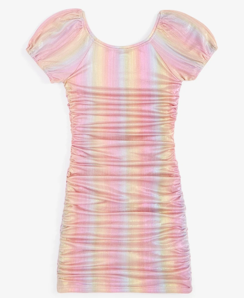 With Jules Big Girls Ruched Square-Neck Mesh Dress