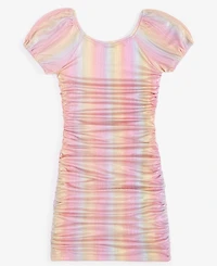 With Jules Big Girls Ruched Square-Neck Mesh Dress