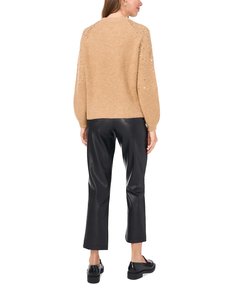 Vince Camuto Women's Cozy Crewneck Sequined Raglan-Sleeve Sweater