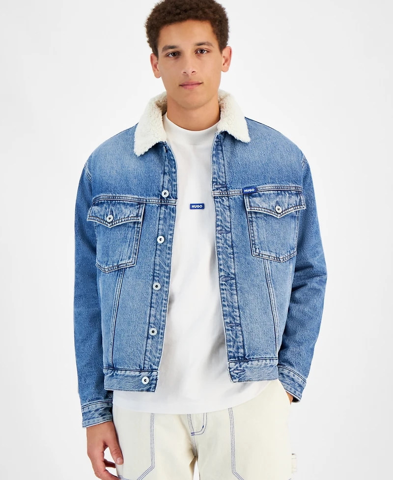 Hugo by Hugo Boss Men's Dex Sherpa-Lined Denim Jacket