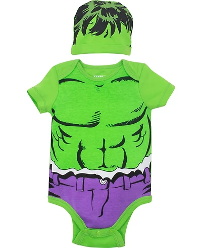 Avengers Baby Boys Cosplay Bodysuit and Hat Set