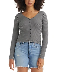 Levi's Women's Muse Ribbed Long-Sleeve Button-Up Top