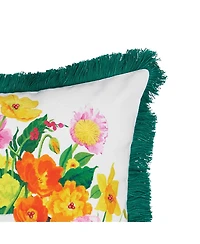 18" x 18" Bunny Floral Spring Printed and Embellished Spring Easter Themed Accent Throw Pillow