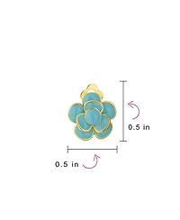 Bling Jewelry Retro Enamel Rose Flower Clip On Earrings Button Style For Non Pierced Ears Gold Plated Brass