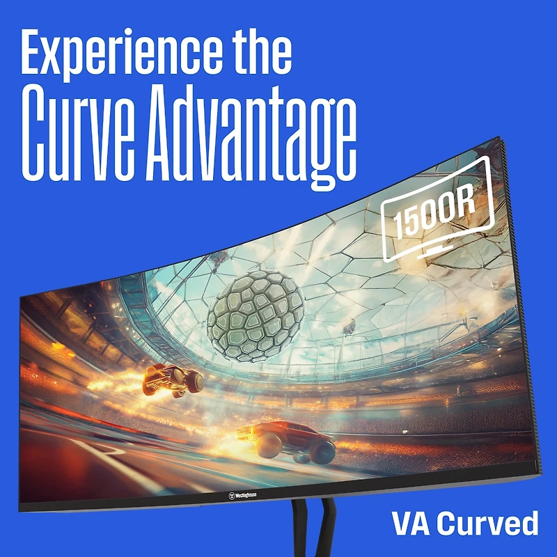 Westinghouse 34 Inch Curved Ultrawide Gaming Monitor, 180Hz, Amd FreeSync Support, Low Motion Blur, 1500R Curve, 3440 x 1440, for Pc Games with Built