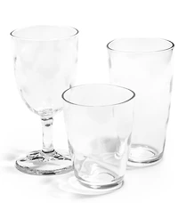 Q Squared Ruffle Clear Tritan Acrylic Highball Glasses, Set of 4