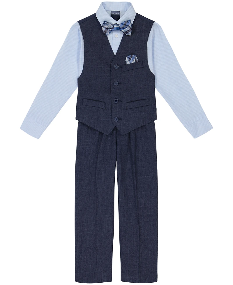 Nautica Toddler and Little Boys Striated Twill Vest Set