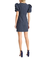 Donna Morgan Women's Puff-Sleeve Knit Mini Dress
