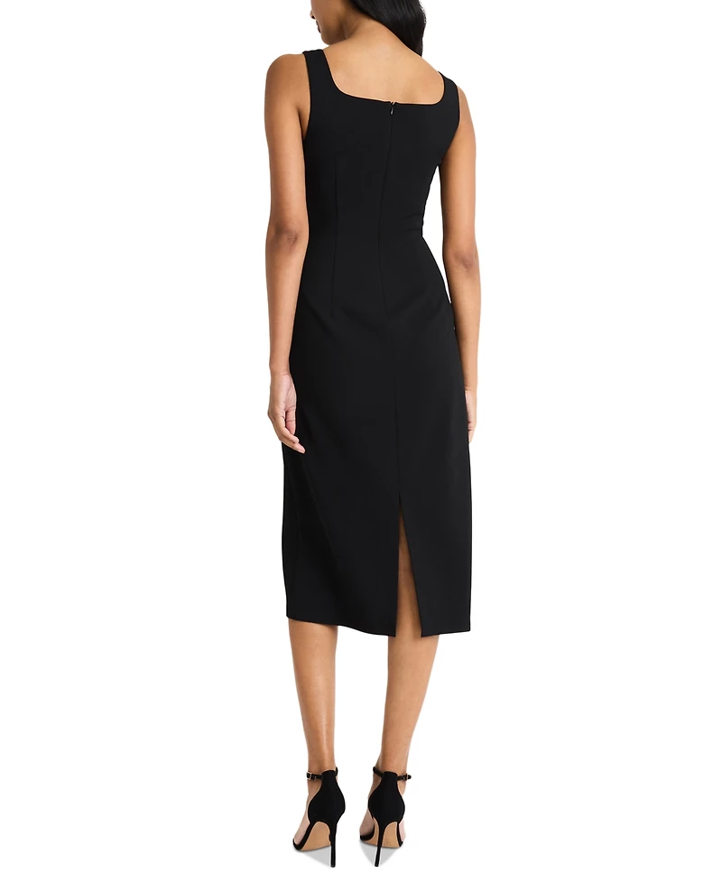 Donna Morgan Women's Belt-Wrap Square-Neck Midi Dress