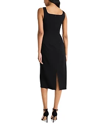 Donna Morgan Women's Belt-Wrap Square-Neck Midi Dress