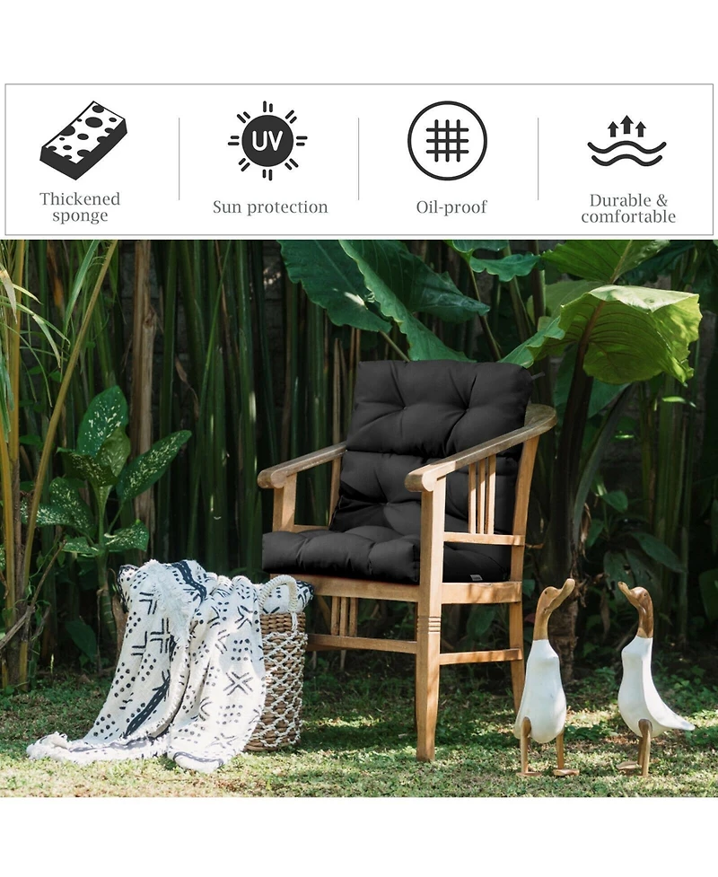 Tufted Patio High Back Chair Cushion with Non-Slip String Ties