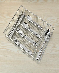 Ornative Rhoda Mirror 42 Piece Flatware Set with Wire Caddy, Service for 8