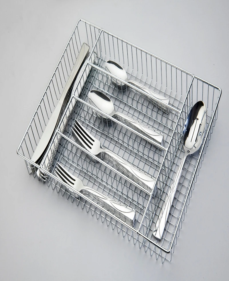 Ornative Jara Mirror 42 Piece Flatware Set with Wire Caddy, Service for 8