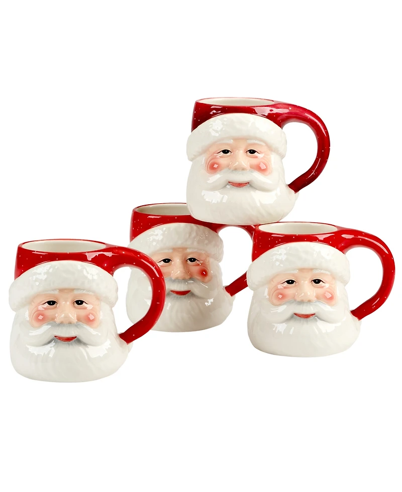 Certified International Santa's Secret 3D Mugs, Set of 4