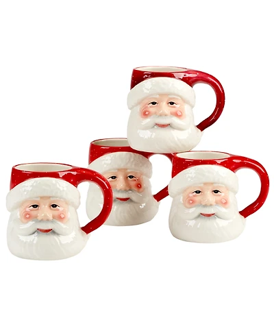 Certified International Santa's Secret 3D Mugs, Set of 4