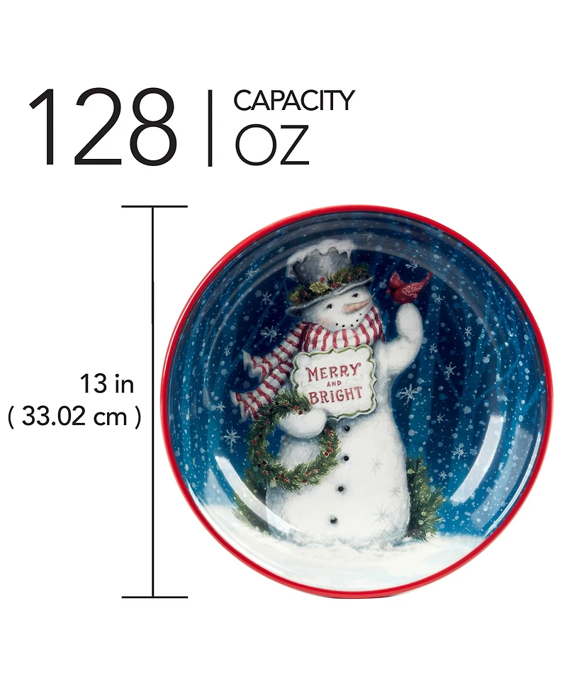 Certified International Snowman Greetings Serving Bowl