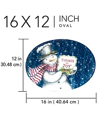 Certified International Snowman Greetings Oval Serving Platter