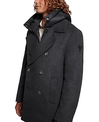 Guess Men's Peacoat with Removable Nylon Hooded Inset