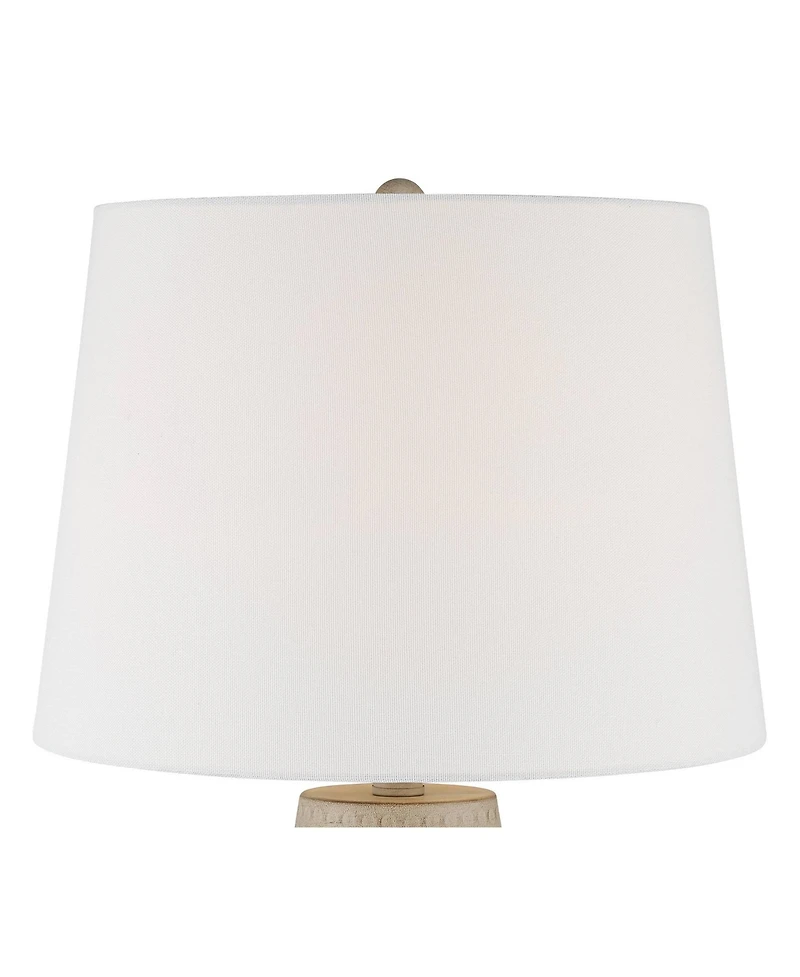 360 Lighting Rupert Rustic Farmhouse Table Lamp 24 3/4" High Beige Hammered Off White Linen Drum Shade for Bedroom Living Room Bedside Nightstand