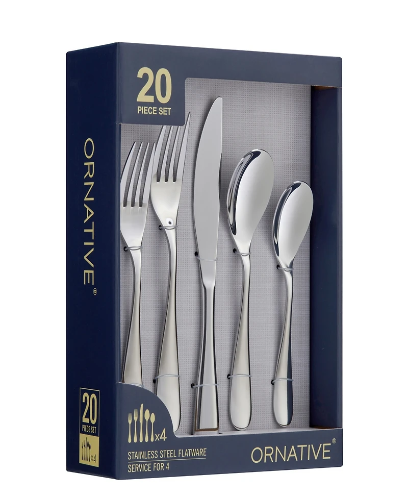 Ornative Percival Mirror 20 Piece Flatware Set, Service for 4