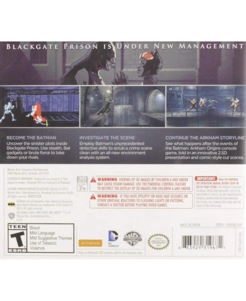 Warner Bros Batman: Arkham Origins Blackgate - Nintendo 3DS