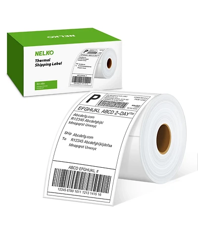 Nelko Genuine 4x6 Direct Thermal Shipping Label 220 Labels/1 Roll 4x6 Thermal Labels for PL70E Shipping Label Printer, Perforated and Strong Adhesive,