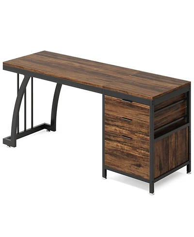 Tribesigns Computer Desk with Reversible Drawers, 59-Inch Pc Desk for Home Office