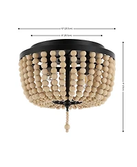 Jonathan Y Allison 10" 2-Light Shabby Chic Farmhouse Wood Beaded/Metal Led Flush Mount, White
