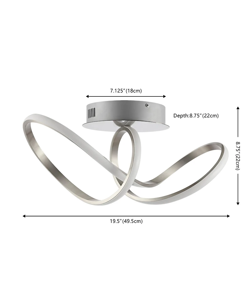 Jonathan Y Chantelle 19.5" 1-Light Modern Minimalist Aluminum Loop Integrated Led Semi Flush Mount
