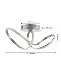 Jonathan Y Chantelle 19.5" 1-Light Modern Minimalist Aluminum Loop Integrated Led Semi Flush Mount