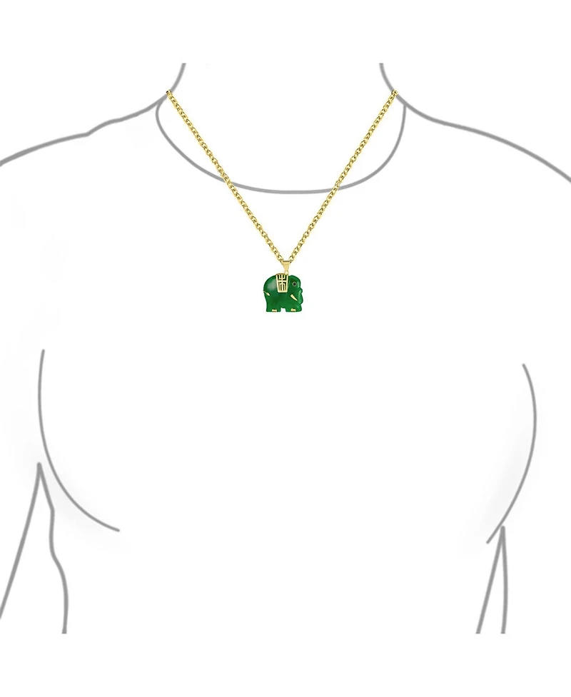 Bling Jewelry Bali Style Tribal Green Jade Elephant Pendant Necklace in 14K Gold 18 Inch