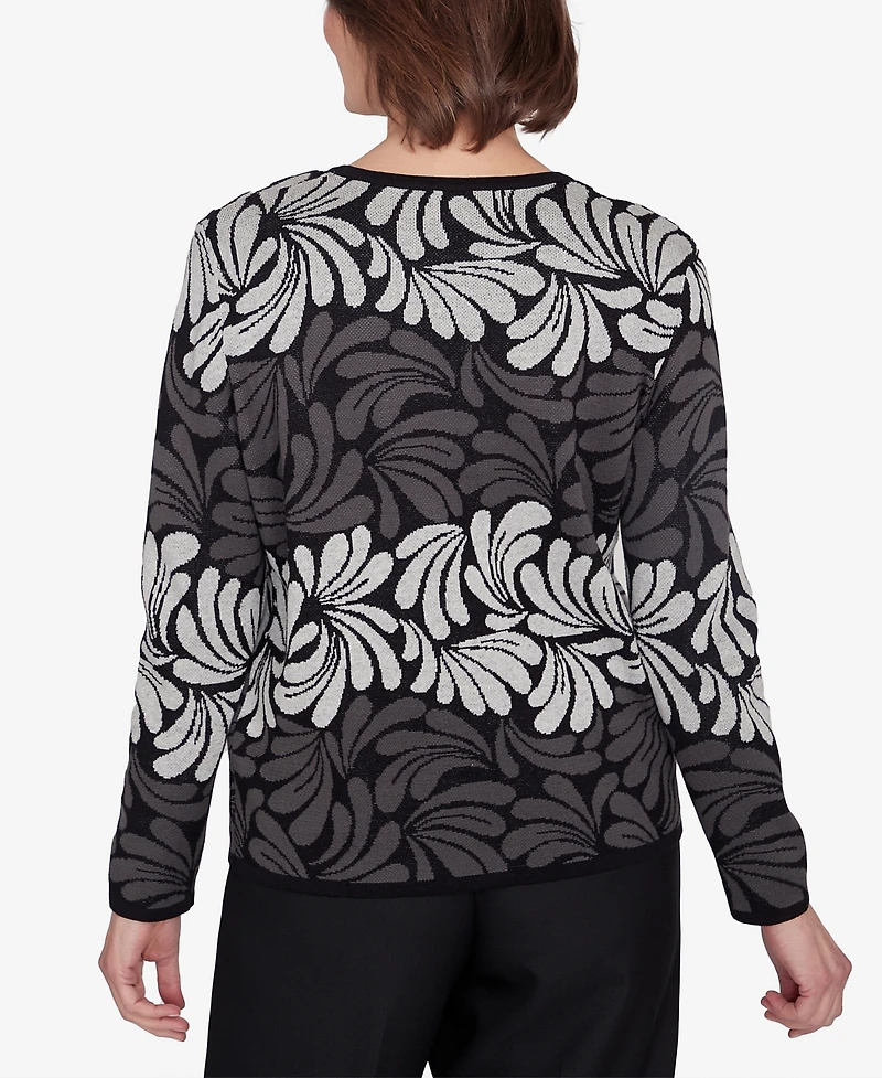 Alfred Dunner Petite Classics Geometric Ombre Scroll Sweater