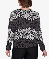 Alfred Dunner Petite Classics Geometric Ombre Scroll Sweater