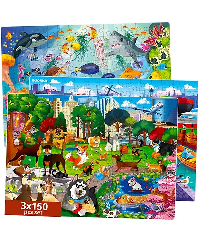 Quokka 3X150 Piece Floor Jigsaw Puzzles for Kids Ages 8-10