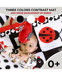 Quokka High Contrast Padded Baby Mat for Floor Tummy Time with 6 Toys