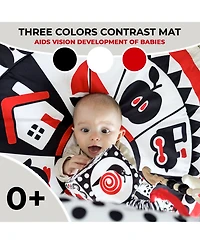 Quokka High Contrast Padded Baby Mat for Floor Tummy Time with 6 Toys