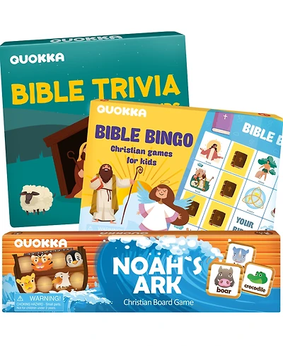 Quokka 2X Set Bible Games for Kids 4-6 - Bible Bingo, Noah Ark Toy