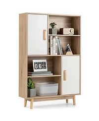 Gymax Sideboard Storage Cabinet Bookshelf Cupboard w/Door Shelf Espresso
