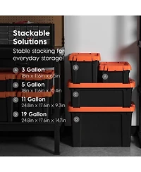 Iris Remington 10 Gallon Loackable Storage Totes with Lids, Green Lid, Heavy-Duty Durable Stackable Containers, Large Garage Organizing Bins Moving Tu