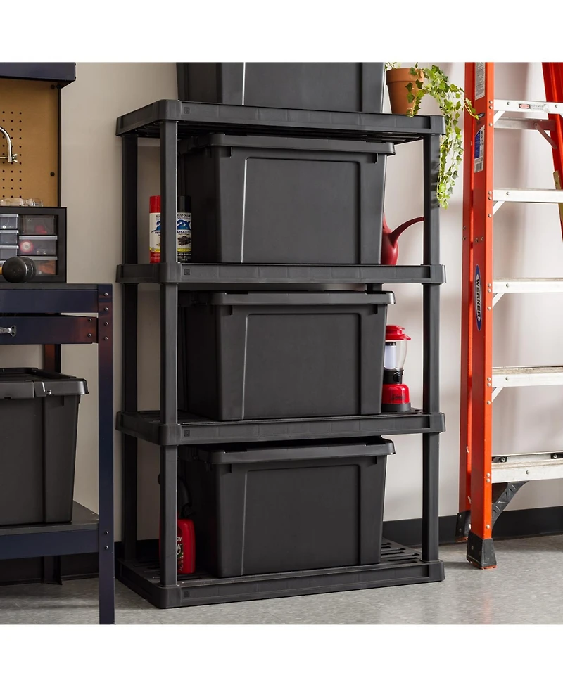 Iris 6 Pack 76qt/19gal Heavy-Duty Storage Plastic Bin Tote Container, Black