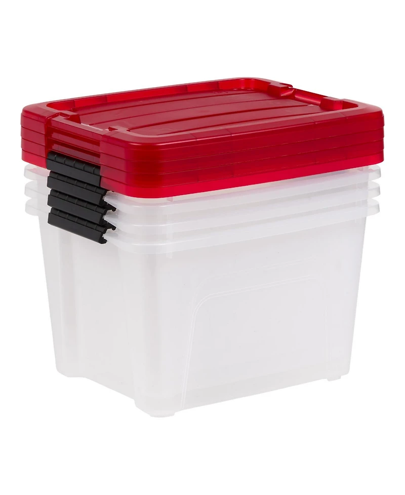 Iris Usa 20 Qt. Plastic Storage Bins with Lids, Clear, Latching, Stackable, Totes 4Pk