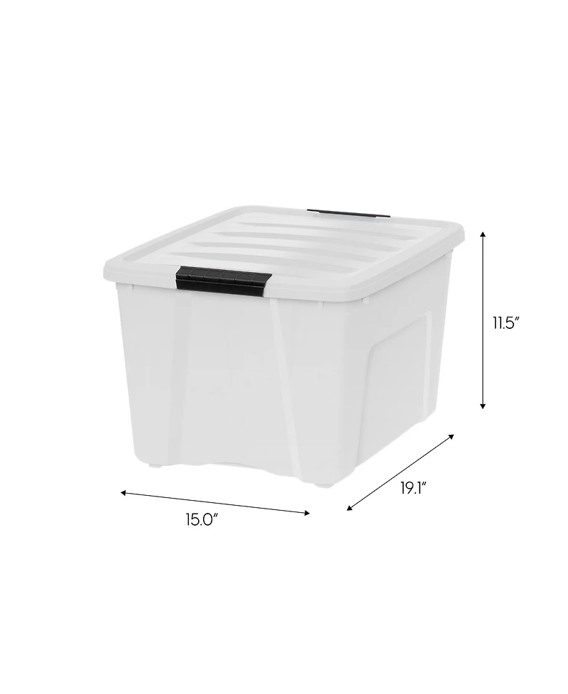 Iris 4 Pack 40qt Plastic Storage Bin with Lid and Secure Latching Buckles, Pearl